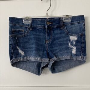 Hollister Dark Blue Distressed Jean Shorts